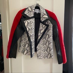 faux snake print motojacket